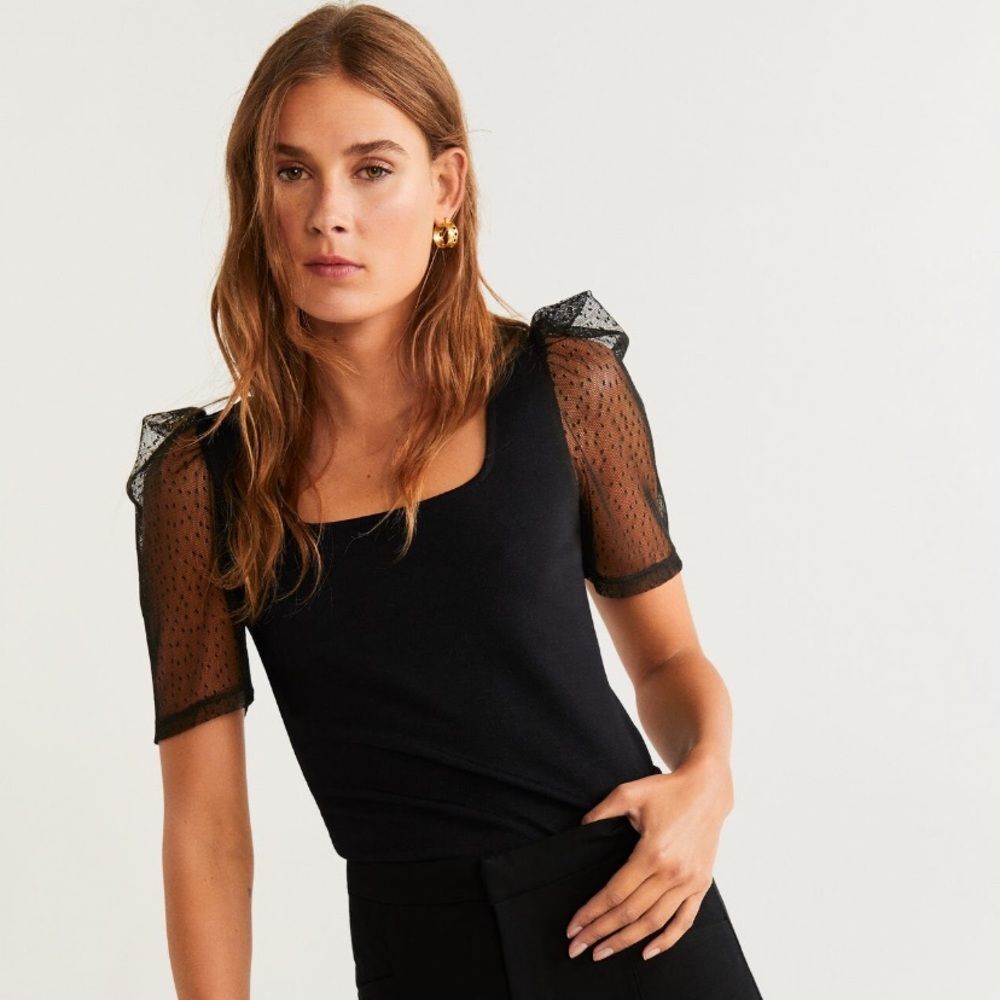 Mango Puffed sleeve T-shirt